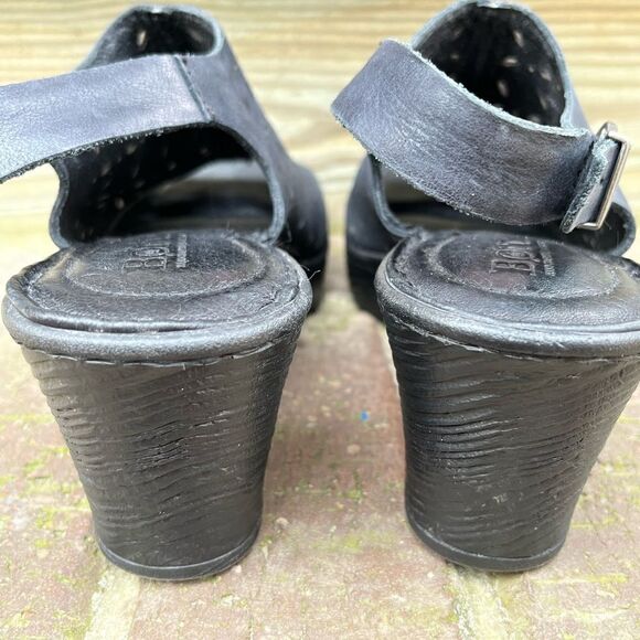 Born Black Leather Perforated Open Toe Sling Back Mule 7.5 - Picture 3 of 7